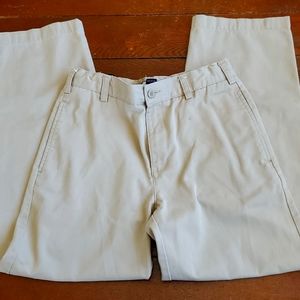 Lands end flat front adjustable waist khaki dress uniform church pants